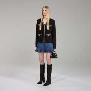 Self-Portrait Embellished Bouclé Knit Cardigan